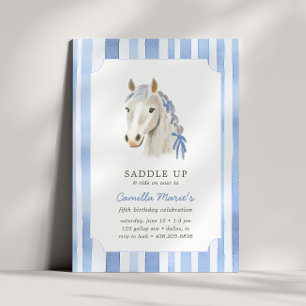 Girls satteln Preppy Pony Horse Strip Birthday Einladung