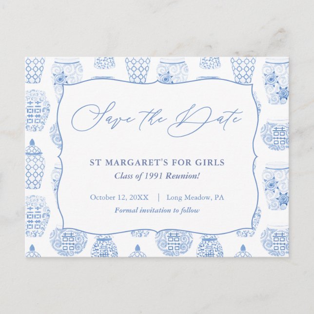 Girls School Ladys Uni Wiedersehen Save the Date Postkarte (Vorderseite)