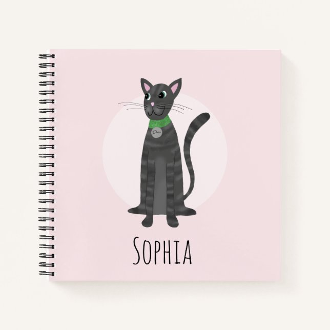 Girls School Niedlich Ginger Tabby Cat Cartoon Kin Notizbuch (Vorderseite)