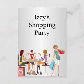 Girls Shopping Party Event Silver White Einladung