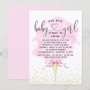 Girls Sip sehen Pink Gold Cotton Candy Baby Dusche Einladung