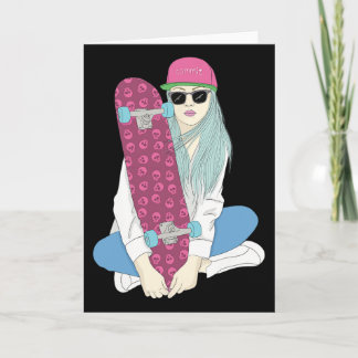 Girls Skate Skateboard Skateboarding Do A Kickflip Karte