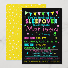 Girls Sleepover Geburtstag Einladung Slumber Party