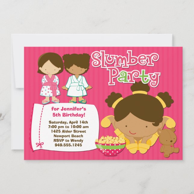 Girls Slumber Party Geburtstag Einladung (Vorderseite)