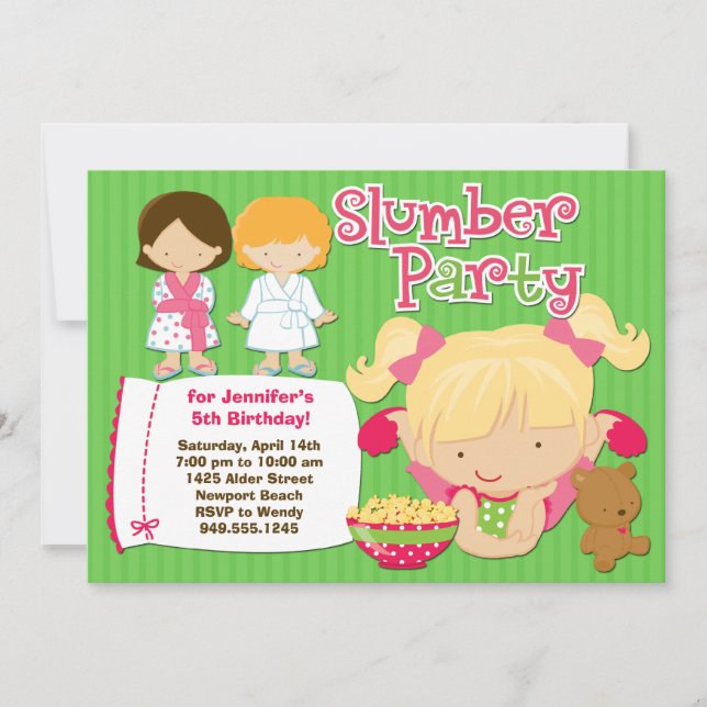 Girls Slumber Party Geburtstag Einladung (Vorderseite)