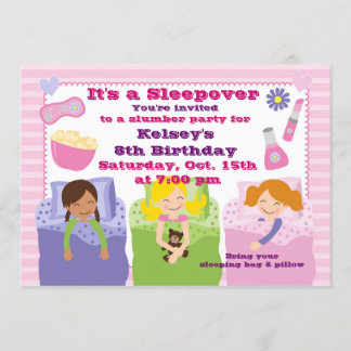 Girls Slumber Party Sleepover Pajama Einladung