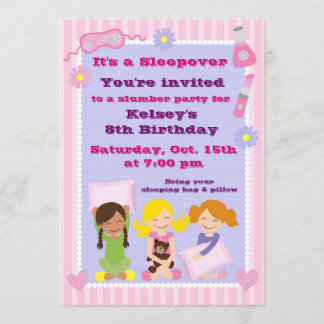 Girls Slumber Party Sleepover Pajama Einladung