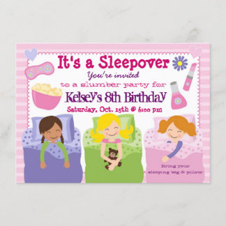 Girls Slumber Party Sleepover Pajama Einladung