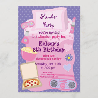 Girls Slumber Party Sleepover Pajama Einladung