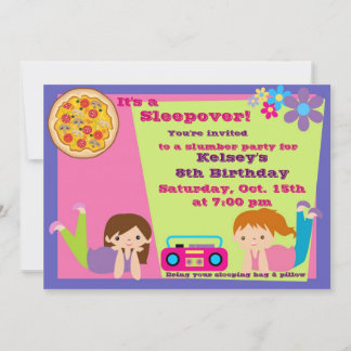 Girls Slumber Party Sleepover Pajama Einladung