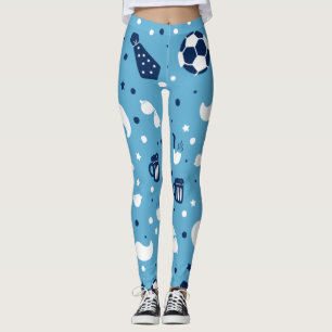 Girls Soccer Aqua Blue Ball Star Muster farbenfroh Leggings