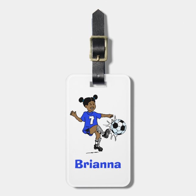 Girls Soccer Personalisierte Fotovorlage Gepäckanhänger (Vorderseite vertikal)