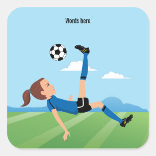 Girl's Soccer Player 3 Zoll Square Sticker