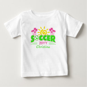 Girls Soccer Sunshine Palm Trees Baby T-shirt