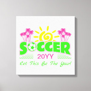 Girls Soccer Sunshine Palm Trees Leinwanddruck