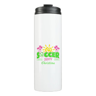 Girls Soccer Sunshine Palm Trees Thermosbecher