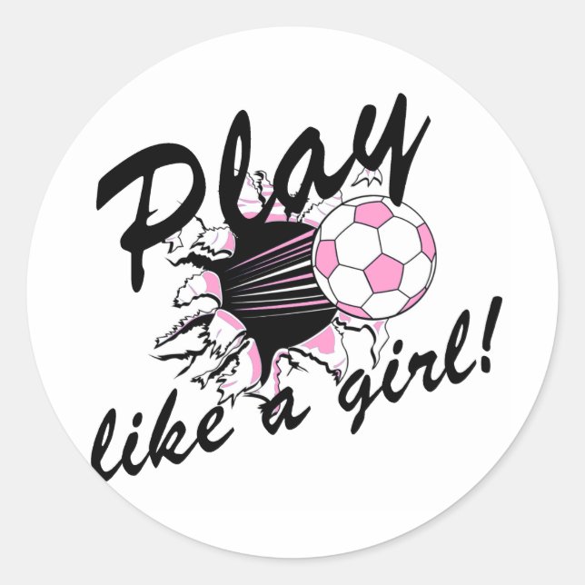 Girls Soccer T - Shirt und Geschenke. Runder Aufkleber (Vorderseite)