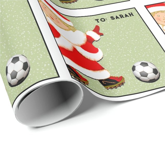 Girls Soccer Weihnachtsgeschenk Geschenkpapier (Rolleneckpunkt)