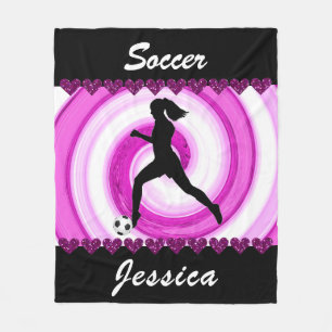 Girls Soccer Wirbel und Glitzer Hearts Fleecedecke