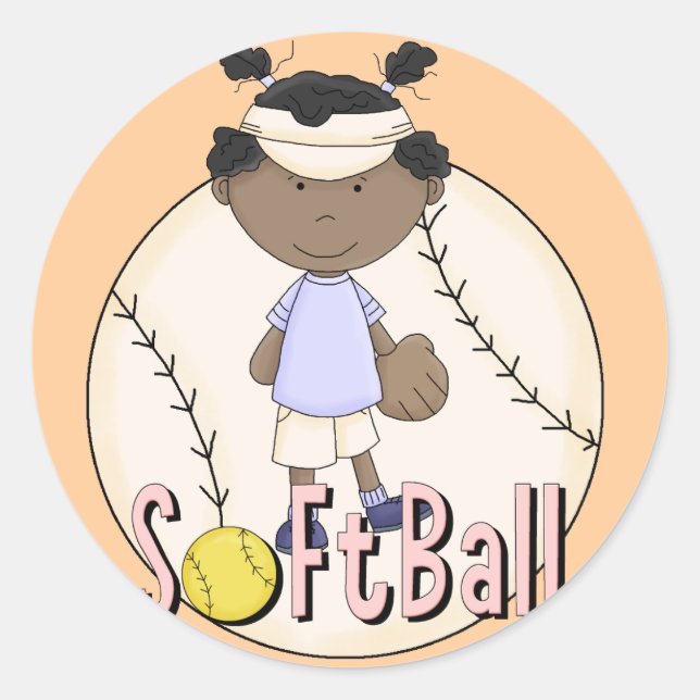 Girls Softball American T - Shirt and Gifts Runder Aufkleber (Vorderseite)