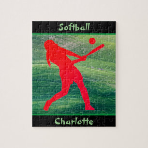 Girls Softball Batter Up auf dem Green Jigsaw Puzz