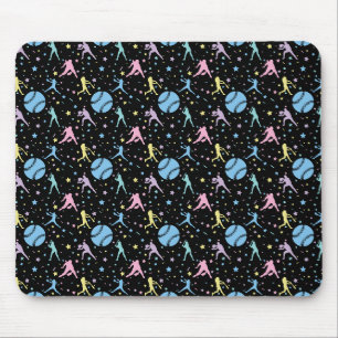 Girls Softball - Frauen Spieler mit Sternen Mousepad