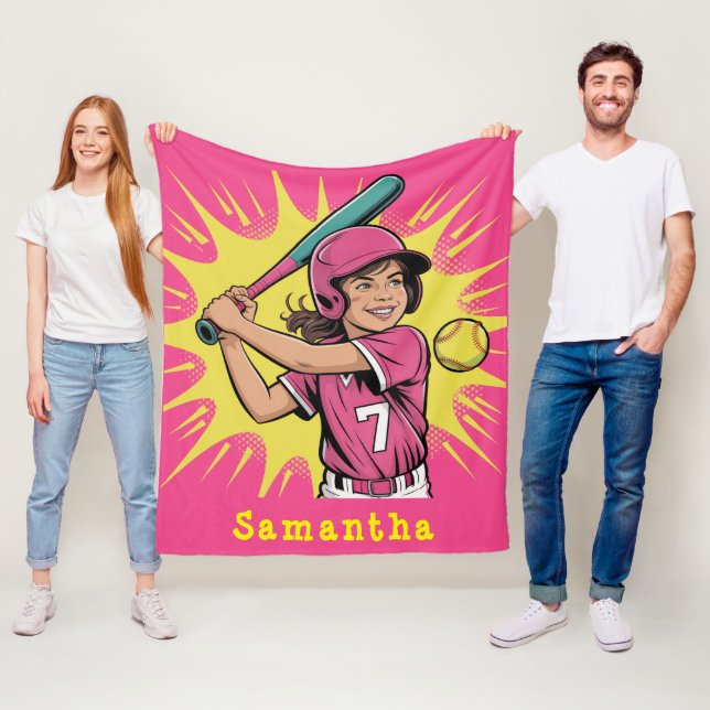 Girls Softball Geburtstagsgeschenk Fleecedecke (Beispiel)