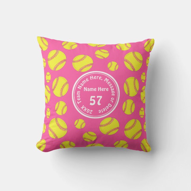 Girls Softball Geschenke, Personalisiertes Softbal Kissen (Vorderseite)