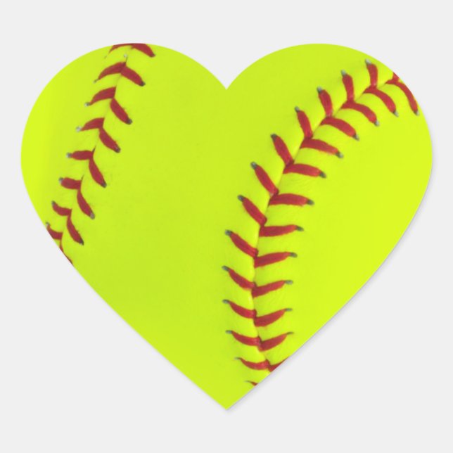 Girls Softball Heart Stickers (Vorderseite)