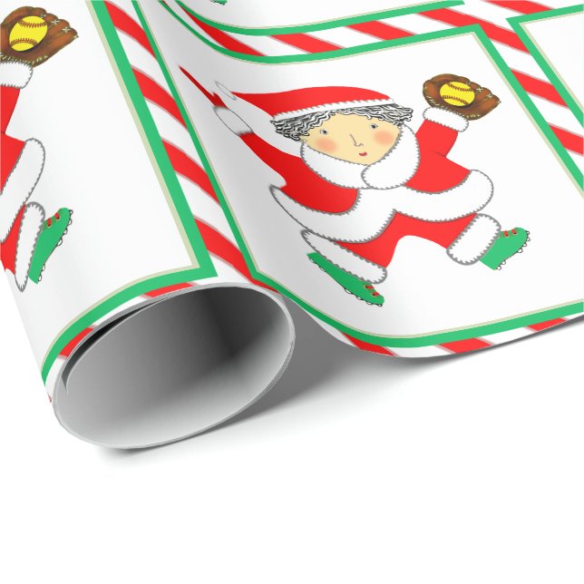 Girls Softball Holiday Geschenk Geschenkpapier (Rolleneckpunkt)