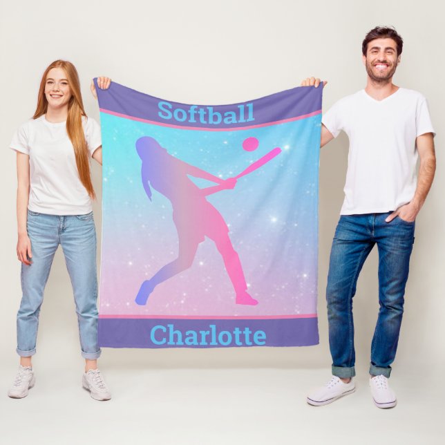 Girls Softball Pastel Fleece Blanket (Beispiel)
