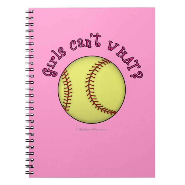 Girls Softball-Pink-Text Notizblock (Vorderseite)