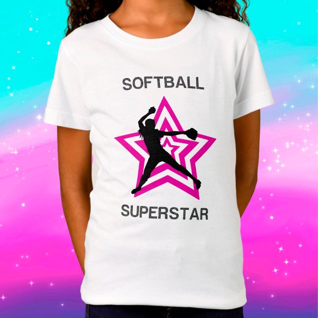 Girls Softball Superstar Pitcher T - Shirt (Von Creator hochgeladen)