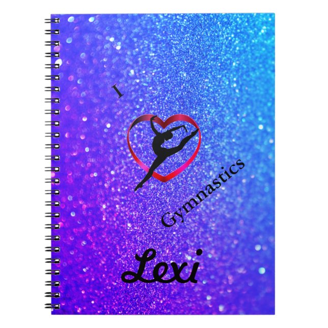 GIRLS SPARKLE PERSONALISIERT GYMNASTICS NOTEBOOK NOTIZBLOCK (Vorderseite)