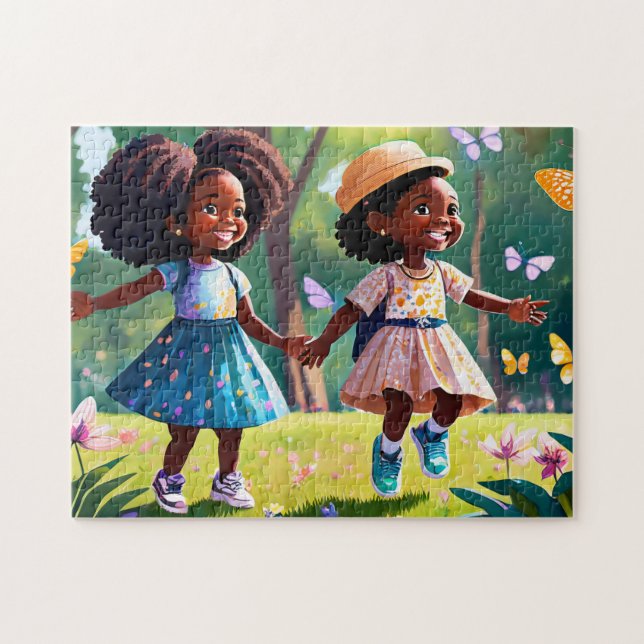 Girls spielen 1 leichte Gehirnkunsträuben Foto Puz (Horizontal)