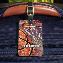 Girls Sports Basketball lila rosa ihren Namen Gepäckanhänger