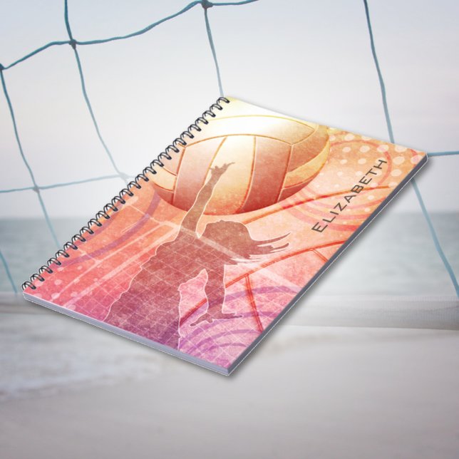 Girl's Sunset Beach Volleyball personalisiert Notizblock (Von Creator hochgeladen)