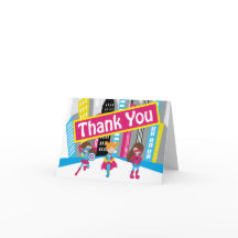 Girls Superhero Birthday Danke, Karten