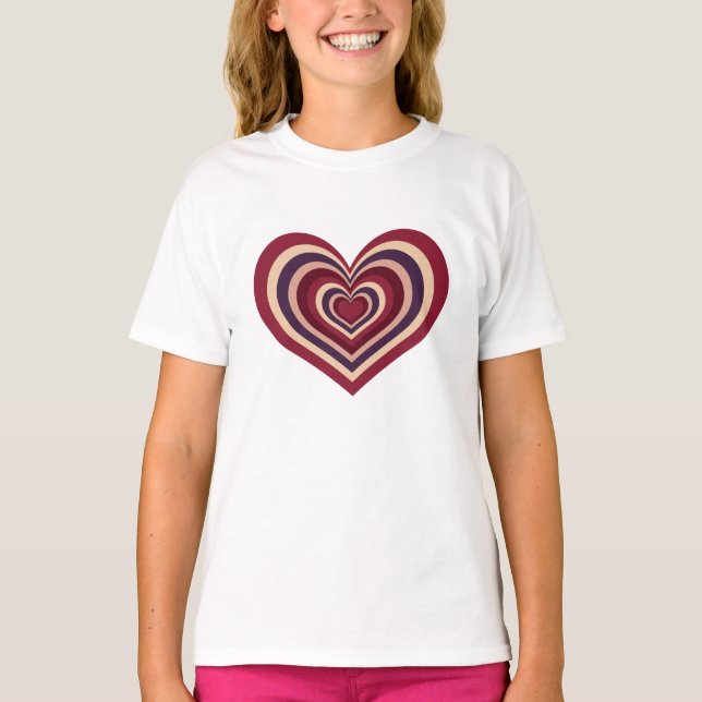 Girls T - Shirt mit Retro-Rotes Herz (Vorderseite)