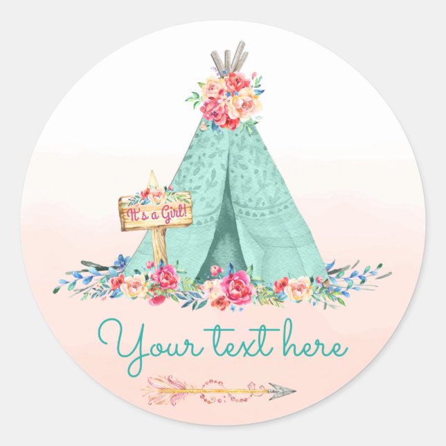 Girls TeePee Boho Tribal Gefallen Geschenk Vielen  Runder Aufkleber (Vorderseite)