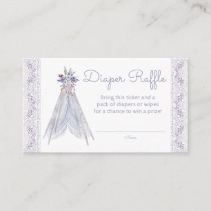 Girls Teepee Tribal Diaper Raffeln Tickets Begleitkarte