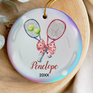 Girls Tennis player racquet personalisiert Keramik Ornament