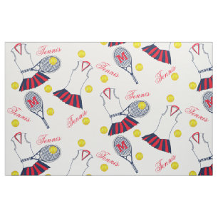 Girls Tennis Racquet und Balls Monogramm Stoff