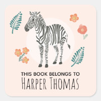 Girls 'This Book Belongs' Zebra Kids Buchzeichen