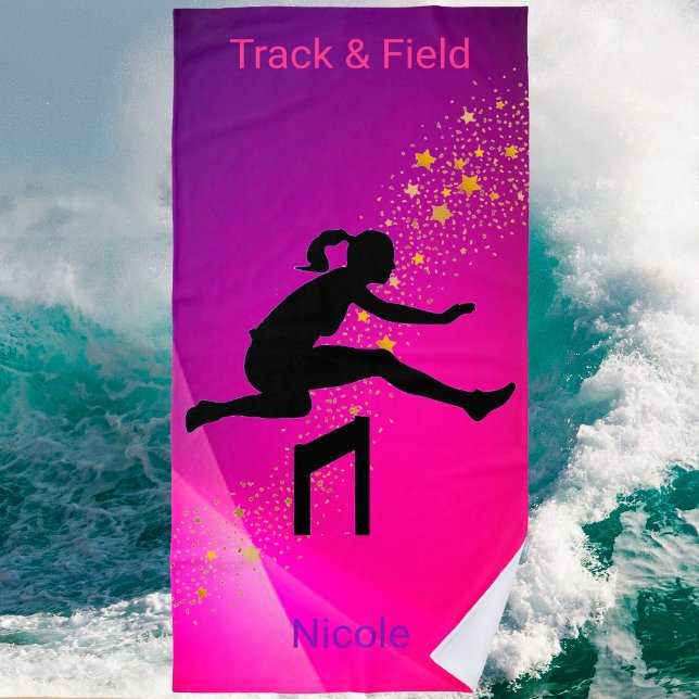 Girls Track & Field Pink & Lila Gold Stars Strandtuch (Von Creator hochgeladen)