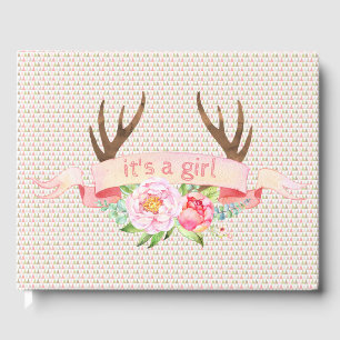 Girls Tribal Antler Boho Baby Shooting Guest Book Gästebuch