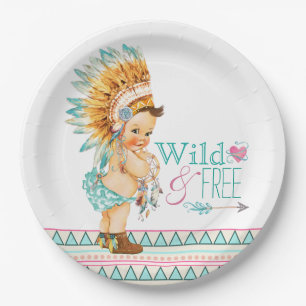 Girls Tribal Baby Dusche Pappteller