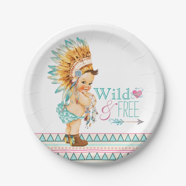 Girls Tribal Baby Dusche Pappteller (Vorderseite)