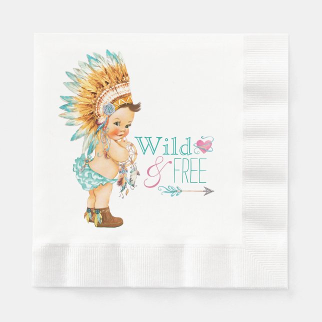 Girls Tribal Baby Dusche Serviette (Vorderseite)