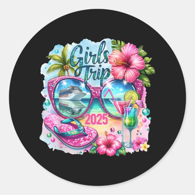 Girls Trip 2025 Hawaii Beach Sungles Summer Vacati Runder Aufkleber (Vorderseite)